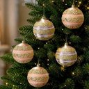 Ver imagem 1 de Bolas Natalinas Bolas de Natal Decoração Dourado Plástico Kit 18 8cm