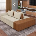 Ver imagem 6 de Sofá Ilha com Puff para Sala Living 285cm Amber M03 Linho Cru Couríssimo Whisky - Lyam Decor