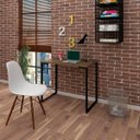 Ver imagem 2 de Mesa Escrivaninha Fit 90cm Castanho e Cadeira Charles Branca - Mpozenato