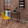 Mesa Escrivaninha Fit 90cm Castanho e Cadeira Charles Amarela - Mpozenato - 2