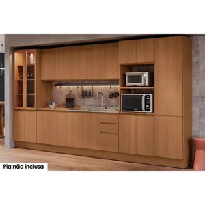 Cozinha Completa Ciela 8 Peças (2aéreos+2balcões+3paneleiros+1complemento) C8p78 Canela -