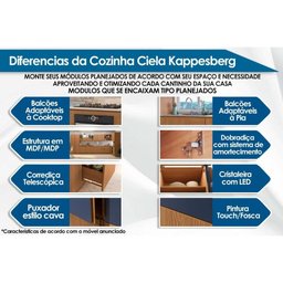 Cozinha Completa Ciela 8 Peças (2aéreos+2balcões+3paneleiros+1complemento) C8p78 Canela - - 2