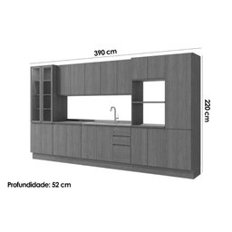 Cozinha Completa Ciela 8 Peças (2aéreos+2balcões+3paneleiros+1complemento) C8p78 Canela - - 3