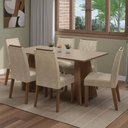 Ver imagem 1 de Conjunto Sala de Jantar Tampo de Madeira 6 Cadeiras Rustic/crema/imperial Leon Madesa