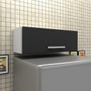 Ver imagem 2 de Armário Aéreo Geladeira Veneza 70cm 1 Porta Branco/Preto - Lumil Móveis