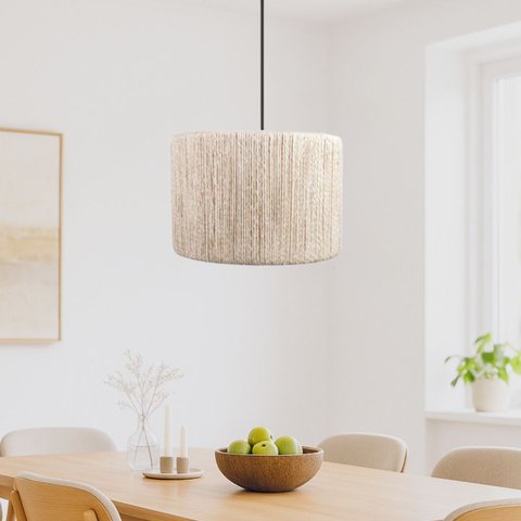 Luminária de Teto Paris em Corda Sisal Natural Palha Rústica:preto