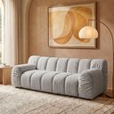 Ver imagem 2 de Sofá Living 3 Lugares 180cm Pés Madeira Gomo Bouclé Cinza Claro - Nexta Casa