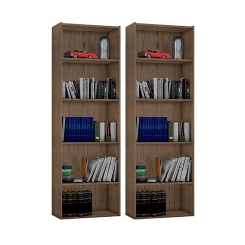 Kit 2 Estantes Livreiro 4 Prateleiras Luiza Castanho - AJL Móveis