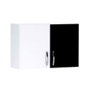 Ver imagem 1 de Armário Aéreo 2 Portas 80 cm Branco/Preto - AJL Móveis