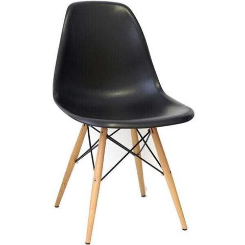 Cadeira Eiffel Charles Eames Preta com Base de Madeira Dsw