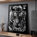 Ver imagem 1 de Quadro Decorativo Motivacional Tigre de Sucesso em Moldura Caixa Tacolado Papel de Parede Moldura Ca