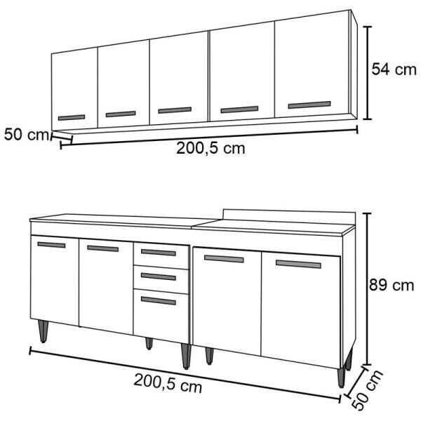 Cozinha Modulada 4 Módulos Composição 5 Branco/Preto - Lumil Móveis - 4