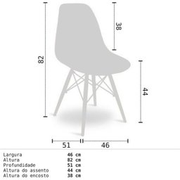 Kit 2 Cadeiras Eiffel Charles Eames Branca com Base de Madeira Dsw - 5 Kit 2 Cadeiras Eiffel Charles Eames Branca com Base de Madeira Dsw - 5