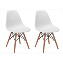 Ver imagem 1 de Kit 2 Cadeiras Eiffel Charles Eames Branca com Base de Madeira Dsw