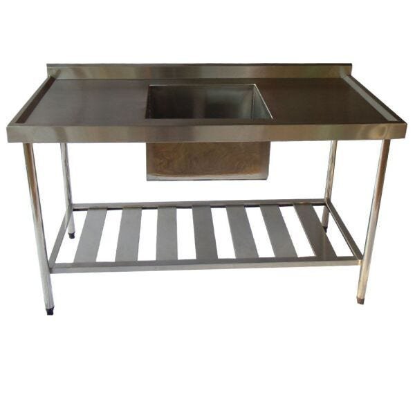 Pia Aço Inox Industrial 100x60x90 cm Cuba Centralizada Nortinox - 1