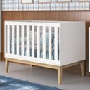 Ver imagem 2 de Berço Mini Cama Classic Branco Fosco Pés Madeira Natural com Colchão D18 - Reller Móveis