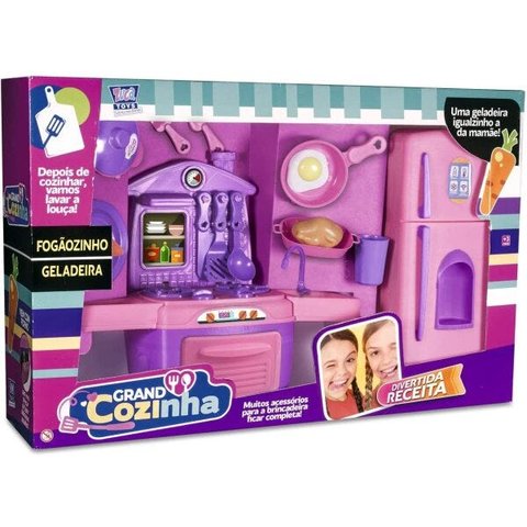Cozinha Infantil Cooktop Completa Grand Kitchen Chef Kids com Geladeira Duplex