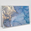 Ver imagem 1 de Quadro Decorativo em Canvas Abstrato Mármore Azul Oceano TaColado Moldura Flutuante 4,5cm Branca 90