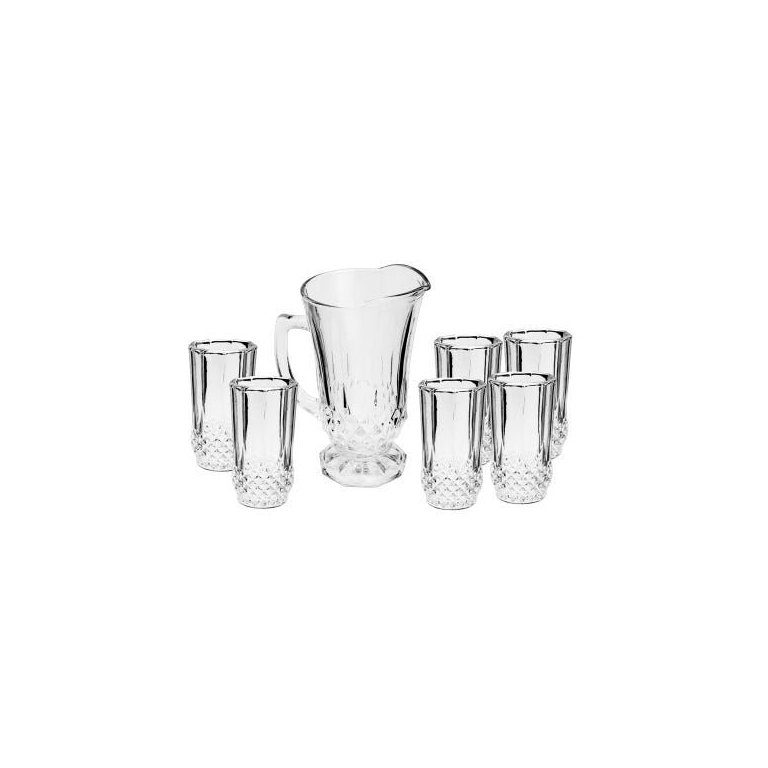 Conjunto 7 Peças Jarra com 6 Copos de Vidro Roberta 1,25l/260ml Conjunto 7 Peças Jarra com 6 Copos de Vidro Roberta 1,25l/260ml