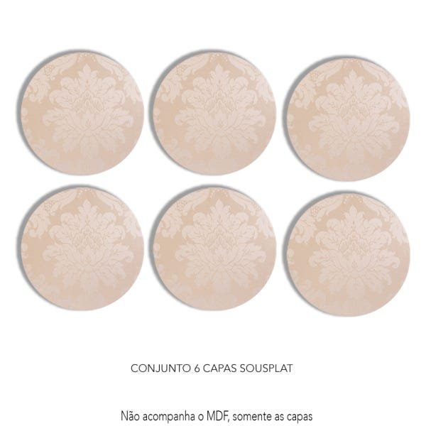 Kit capa Sousplat 6 lugares Jacquard bege c32 - 2