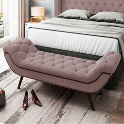 Cabeceira Cama Box Casal 140cm Provença com Calçadeira Vêneto P02 Veludo Rosê - Mpozenato - 3