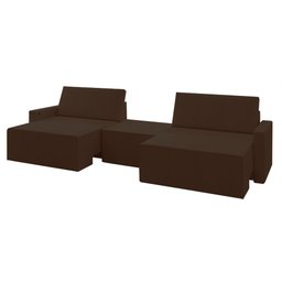 Sofá Retrátil Embutido Modulado com Puff 5 Lugares Xerxes 289cm Veludo Marrom G33 - Gran Belo Xerxes - 2