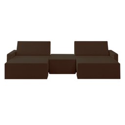 Sofá Retrátil Embutido Modulado com Puff 5 Lugares Xerxes 289cm Veludo Marrom G33 - Gran Belo Xerxes - 6