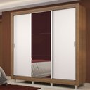 Ver imagem 1 de Guarda-Roupa Casal Madesa Lyon Plus 3 Portas de Correr com Espelho 4 Gavetas com Pés Rustic/Branco C