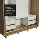 Ver mais imagens de Guarda-Roupa Casal Madesa Lyon Plus 3 Portas de Correr com Espelho 4 Gavetas com Pés Rustic/Branco C