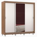 Ver imagem 2 de Guarda-Roupa Casal Madesa Lyon Plus 3 Portas de Correr com Espelho 4 Gavetas com Pés Rustic/Branco C