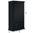 Ver imagem 5 de Guarda Roupa Solteiro 2 Portas e 2 Gavetas Manchester 2054 Linz Móveis - Preto