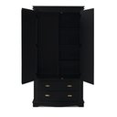 Ver imagem 2 de Guarda Roupa Solteiro 2 Portas e 2 Gavetas Manchester 2054 Linz Móveis - Preto