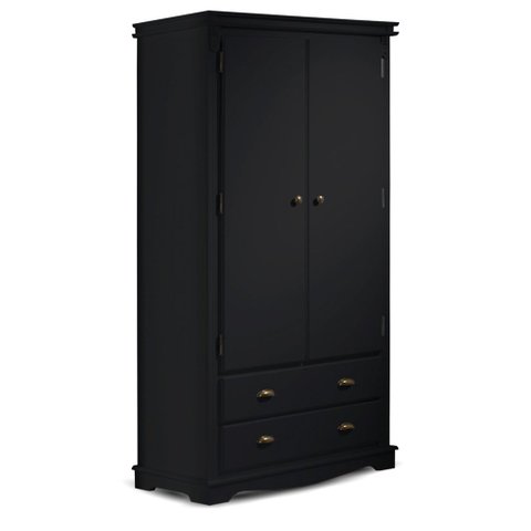 Guarda Roupa Solteiro 2 Portas e 2 Gavetas Manchester 2054 Linz Móveis - Preto