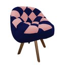 Ver imagem 2 de Poltrona Paloma Escritório Sala Giratória Madeira Suede Azul Marinho e Suede Rose - Dominic Decor
