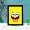 Quadro Decorativo Bob Esponja Face com Moldura e Vidro 25X33:Preto - 1