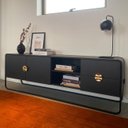 Ver imagem 7 de Rack Orgânico 180cm 2 Portas 2 Gavetas Pé Metal Luna Móvel na Caixa