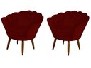 Ver imagem 1 de Kit 2 Poltronas Decorativa Pétala Suede Marsala Pés Madeira Ms Decor