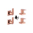 Ver imagem 1 de Kit 4 Acabamento para Chuveiro Alavanca Quadrado Rose Gold Brilhante Registro Banheiro Padrão Docol