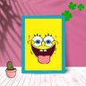 Quadro Decorativo Bob Esponja Face com Moldura e Vidro 25X33:Azul - 1