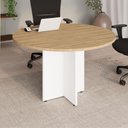 Ver imagem 1 de Mesa Corporativa Circular 120 cm X 120 cm Pés Painel com Regulagem de Altura para 4 a 6 Pessoas F5