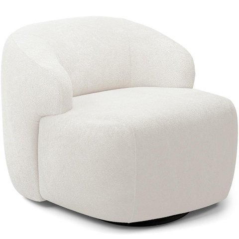 Poltrona Decorativa Orgânica Giratória Living Barolo L06 Bouclê Branco