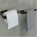 Ver imagem 1 de Kit Porta Papel Higiênico e Toalha de Rosto Preto Fosco Plus