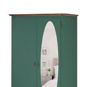 Ver imagem 3 de Guarda Roupa Solteiro Com Espelho 2 Portas 1 Gaveta 60406E Linz Móveis - Verde Musgo/Imbuia