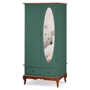 Ver imagem 1 de Guarda Roupa Solteiro Com Espelho 2 Portas 1 Gaveta 60406E Linz Móveis - Verde Musgo/Imbuia