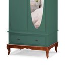 Ver imagem 4 de Guarda Roupa Solteiro Com Espelho 2 Portas 1 Gaveta 60406E Linz Móveis - Verde Musgo/Imbuia