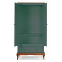 Ver imagem 2 de Guarda Roupa Solteiro Com Espelho 2 Portas 1 Gaveta 60406E Linz Móveis - Verde Musgo/Imbuia