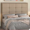 Ver imagem 2 de Cabeceira Cama Box Solteiro 0,90m Softquad Estofada Linho Bege Design Moderno Luxo Quarto