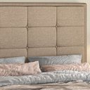 Ver imagem 5 de Cabeceira Cama Box Solteiro 0,90m Softquad Estofada Linho Bege Design Moderno Luxo Quarto