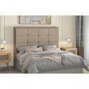 Ver imagem 1 de Cabeceira Cama Box Solteiro 0,90m Softquad Estofada Linho Bege Design Moderno Luxo Quarto