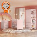 Ver imagem 4 de Conjunto para Quarto de Bebê Completo Berço com Colchão Cômoda e Roupeiro Doce Sonho Rosa Qmovi